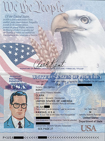 Clark Kent Superman Illegal Superhero U.S. Passport